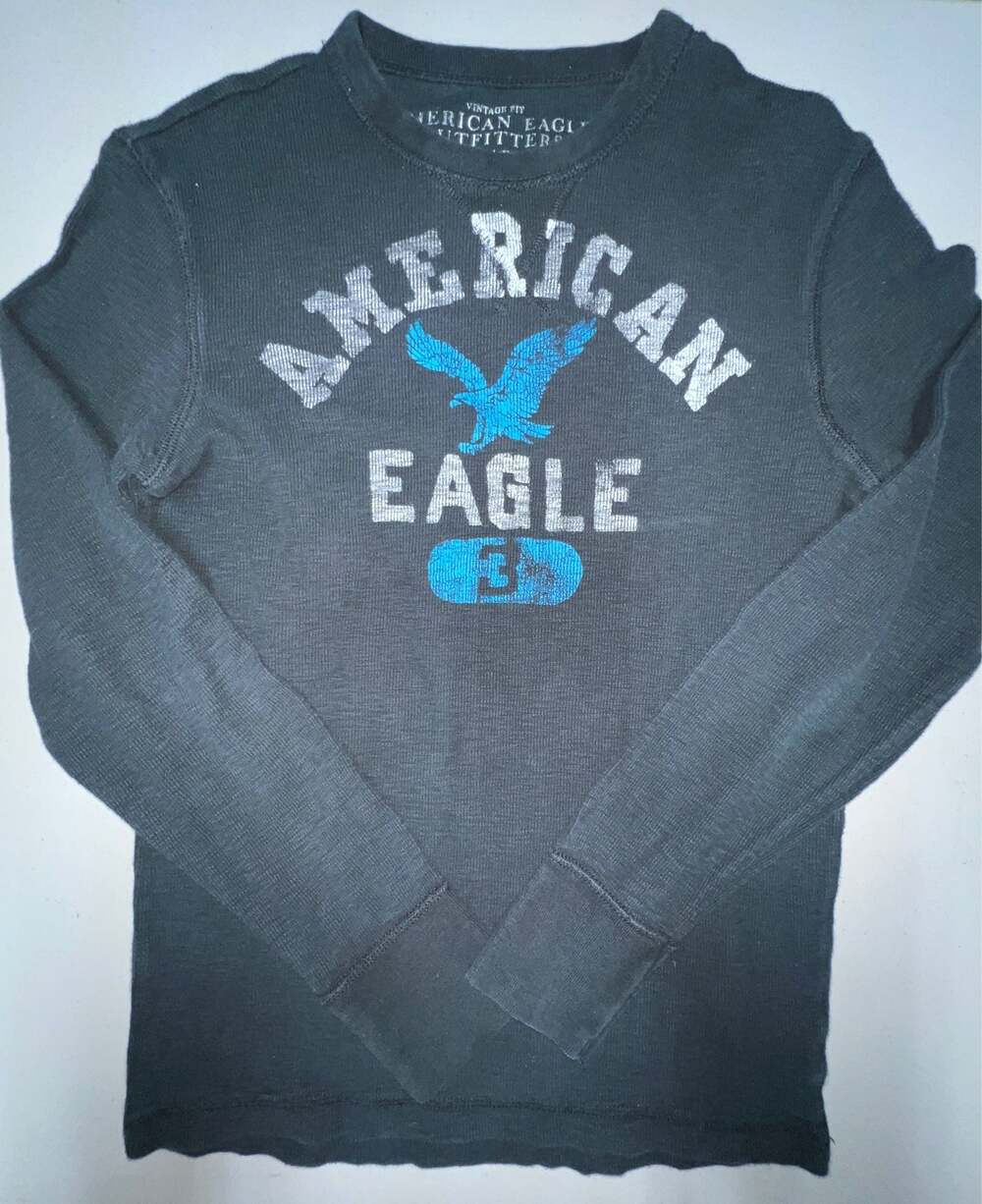American Eagle Long Sleeve Thermal Tee Mens S Teen Boy